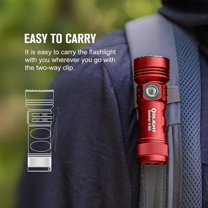 OLIGHT Seeker 4 Mini Rechargeable EDC Flashlight with 365nm UV Combo 1200 Lumens White Light, Portable Black Light for Outdoors, Cleanliness Detection and Emergency(Red)