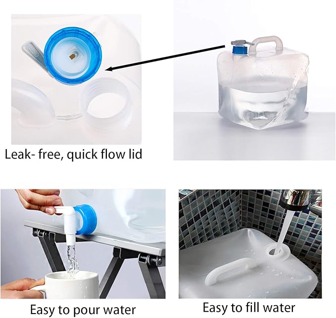Cedilis 2 Pack 5.3 Gallon Collapsible Water Container with Spigot, Food Safe Water Storage Jug, BPA-Free Camping Water Storage Jug Canteen for Outdoor Hiking and Emergency, Portable, Foldable