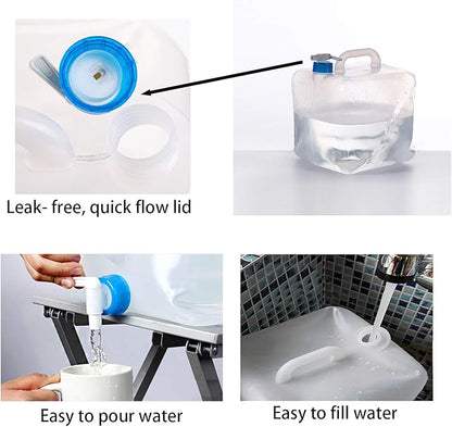 Cedilis 2 Pack 5.3 Gallon Collapsible Water Container with Spigot, Food Safe Water Storage Jug, BPA-Free Camping Water Storage Jug Canteen for Outdoor Hiking and Emergency, Portable, Foldable