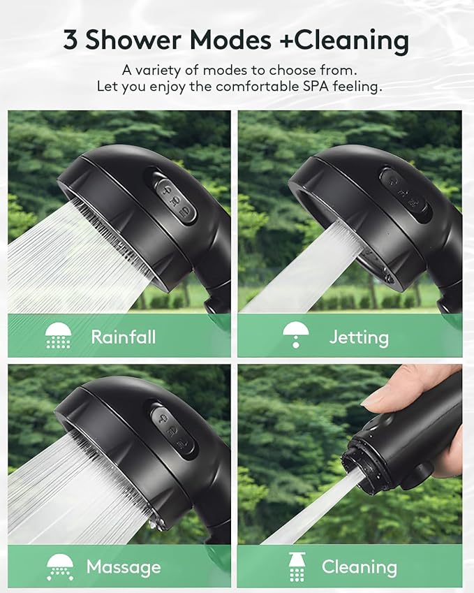 High Pressure Camping Shower, Portable Outdoor Shower with High-Speed Brushless Motor - 6000mAh, 2000RPM Water Pump, 3 Spray Settings for Hiking, Car Wash, Pet Cleaning, Beach Vacations