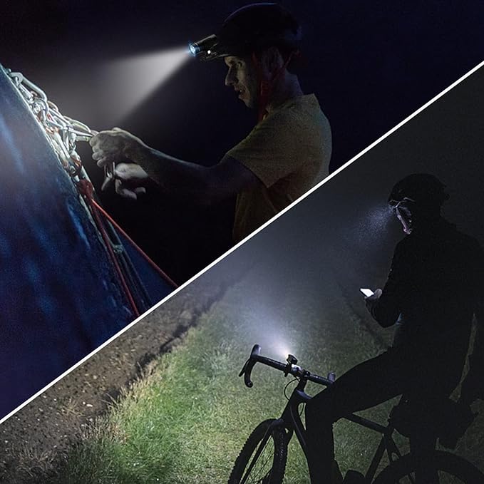 Mini Flashlight,Pocket LED Shoe Light,Clip on Rechargeable hat Flash Light,200 Lumen Adjustable Brightness LED Torch,Rechargeable Battery C USB Cable for EDC Emergency Dog Walking Camping