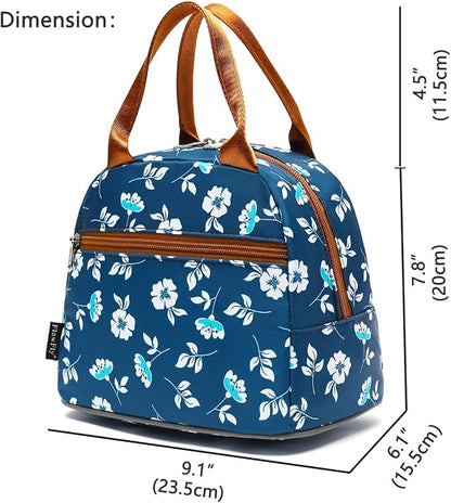 FlowFly Insulated Lunch Cooler Bag - Tote Bag Organizer for Women/Men, Floral