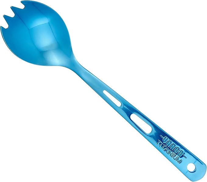 Vargo Titanium Spork - Lightweight and Durable Camping and Backpacking Utensil (Blue)