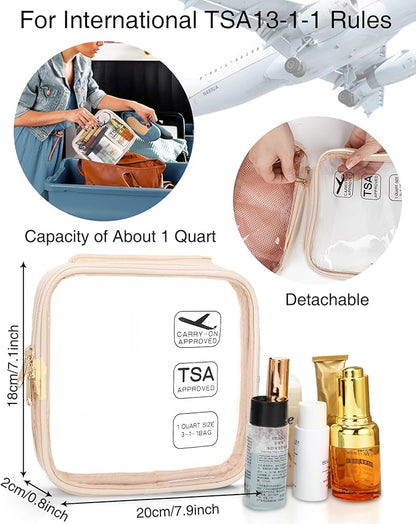 Travel Makeup Bag Hanging Toiletry Bag for Women Men TSA Approved Clear Bag Toiletries Waterproof Cosmetic Bag Toiletry Bag Travel Toiletry Organizer for Bathroom Shower, Beige
