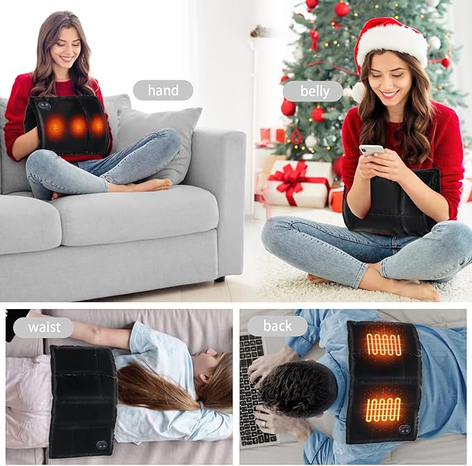 Allnice Hand Warmers Rechargeable Pouch USB Electric Handwarmers Bag Graphene Heating Pad for Hands with 3 Heating Levels Handwarmers Pocket for Outdoor Camping Xmas Gifts(Power Bank Not Included)