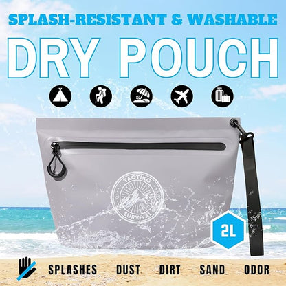 Tactiko Heavy-Duty 2L Splash Water Resistant Zipper Pouch - Hold-All Organizer for Dry Bags, Travel Bags