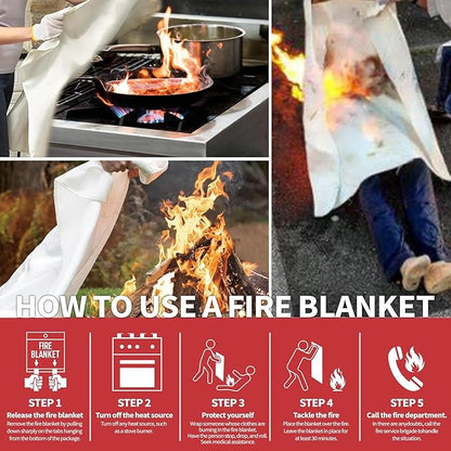 Emergency Fire Blanket for Camping and Kitchen,47" x 71",Fiberglass Fire Blanket,1 Pack