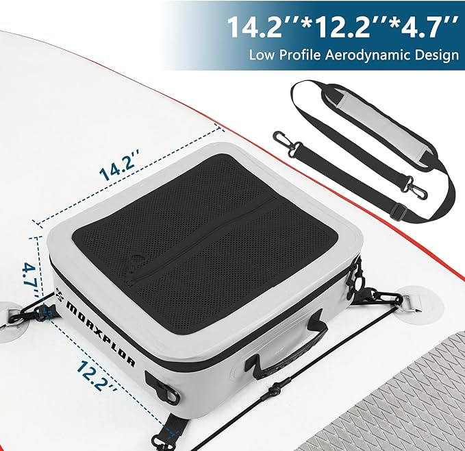 Waterproof PVC Paddleboard Cooler Deck Bag - 12 Can Soft Insulated Cooler for Paddleboarding, Camping, Kayaking