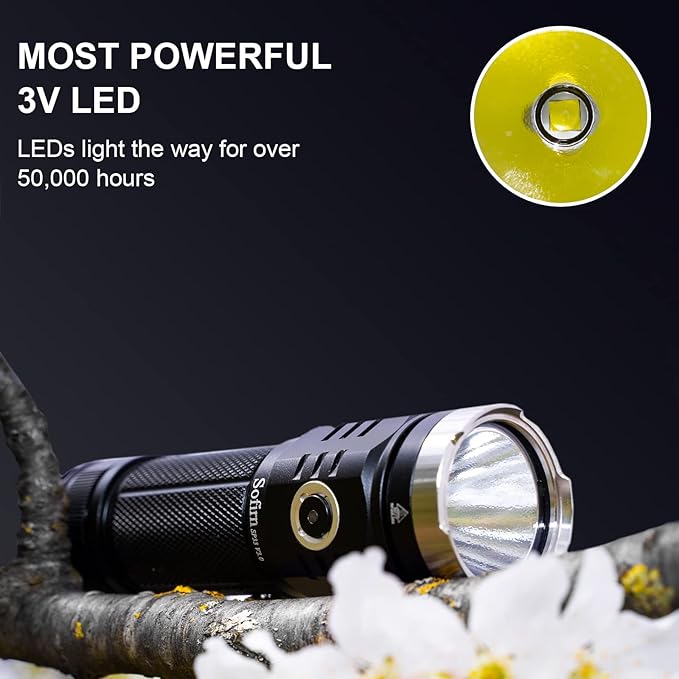 Sofirn SP33 V3 Super Bright Flashlight 3500 High Lumens, USB C Rechargeable Flashlight with Powerful LED, for Camping Hiking Walking
