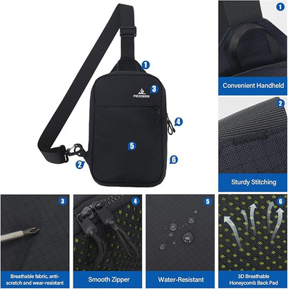 Peicees Small Sling Bag for Women Men Trendy Casual Phone Chest Bag Waterproof Crossbody Daypack