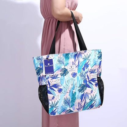 ESVAN Original Floral Water Resistant Large Tote Bag Shoulder Bag for Gym Beach Travel Daily Bags Upgraded