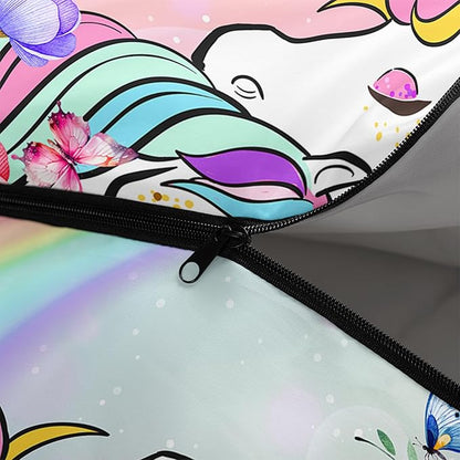 BSNTHO Rainbow Unicorn Camping Sleeping Bags,3 Season Warm & Cool Weather,Lightweight,Waterproof Sleeping Bags for Adults & Kids,Traveling,and Outdoors,Camping Gear Equipment,31x90inch