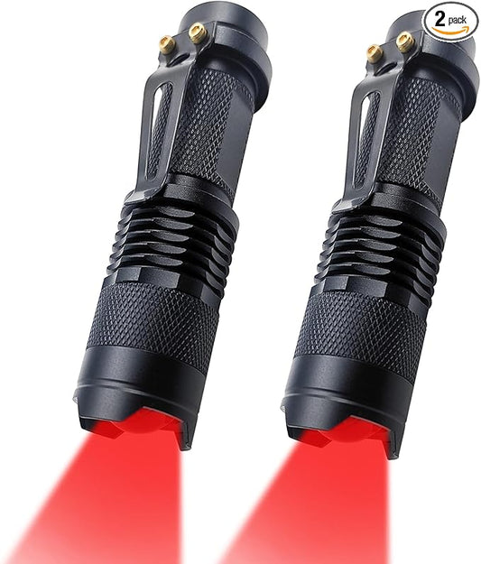 LED Red Light Flashlight High Power Single Mode for Astronomy Night Observation Aviation Outdoor Activities, 2-Pack