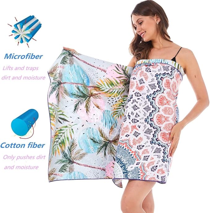 HAOKUN Microfiber Sand Free Beach Towel Blanket-Quick Fast Dry Super Absorbent Lightweight Thin Towel for Travel Pool Swimming Bath Camping Yoga Gym Sports Idea … (madala)