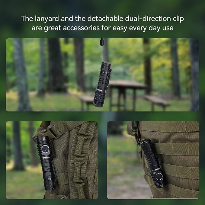 Wurkkos Rechargeable LED Flashlights Max 2050 High Lumens Flashlight USB C Charging, Anduril 2.0 UI, RGB AUX Switch, IP68 Waterproof Great for Camping, Hiking, Dog Walking (Black SFT40-6500K)