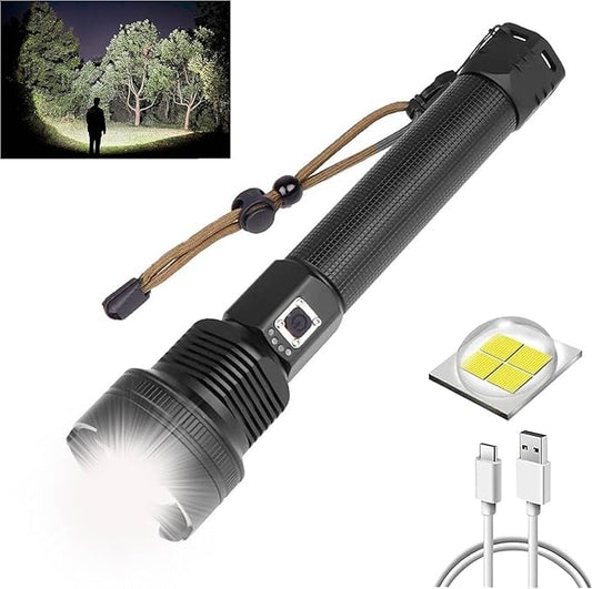 1200000 Lumens High Power Flashlight USB Rechargeable XHP70 Ultra Bright Tactical LED Flashlights,Waterproof Zoomable Heavy Duty Torch Light with 3 Modes for Camping Hiking Emergency