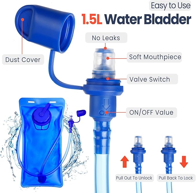 1 Pcs Kids Hydration Backpack with 1.5L Hydration Water Bladder Lightweight Water Backpack Hydration Pack
