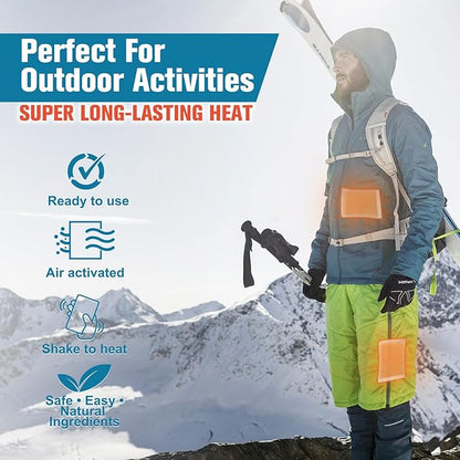 Hand Warmers, Extra Large Hot Hands & Body Warmers with Adhesives 10 Packs - Portable Pocket Warmers Disposable Hot Pads Camping Hand Warmer for Winter Outdoor Skiing Hiking