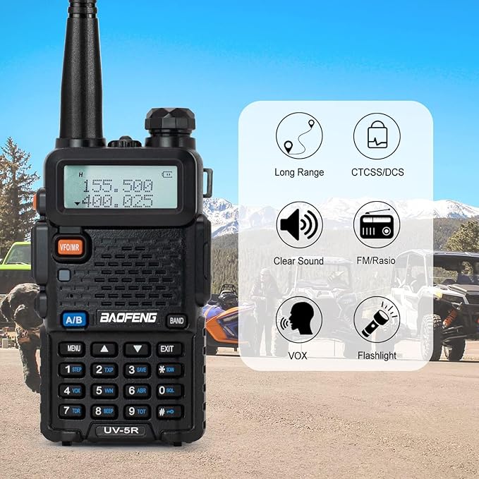 Ham Radio UV-5R 8W Radio 2 Pack, Long Range Handheld Ham Radio (UHF & VHF), UV5R Dual Band Two-Way Radio with Rechargeable 1800mAh Battery and Programming Cable