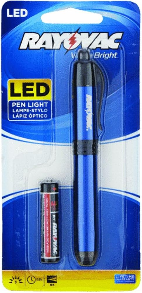 Rayovac LED Pen Light Flashlight, Flashlight with Clip for Pockets, Purses and Desks, Flash Light with AAA Battery Included, Pack of 1