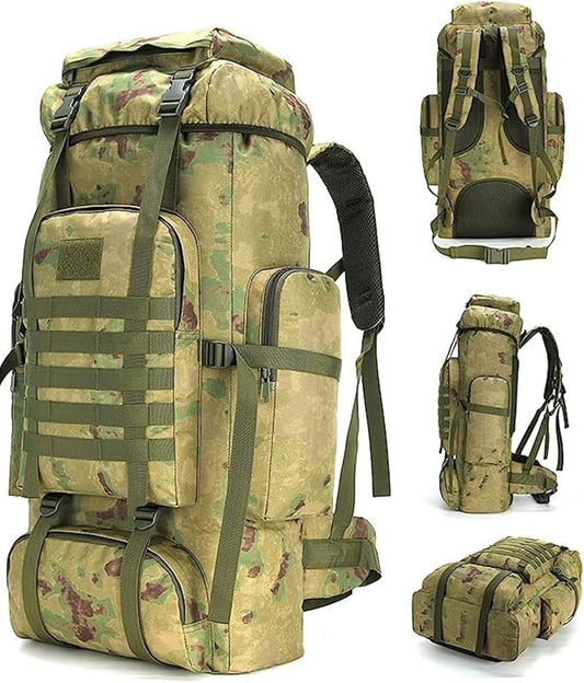 70L Camping Hiking Military Tactical Backpack Outdoor Water-Repellent Adjustable Sport Bags