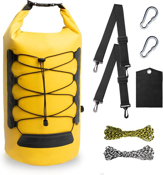 20L Bear Food Bag Hanging System, IPX 6 Grade Waterproof Leakproof Bear Bag Kit for Camping Hiking, Pulley System with Survival Ropes, Clips, Rock Pouch