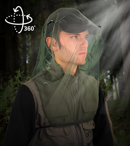 2 Packs Mosquito Head Net Mesh, Bug Net for Head Better Sealing Face Neck Mask Suitable for All Seasons (Black)