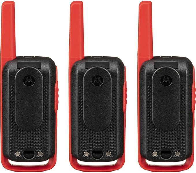 Motorola Solutions, Portable FRS, T210TP, Talkabout, Two-Way Radios, Rechargeable, 22 Channel, 20 Mile, Black W/Red, 3 Pack