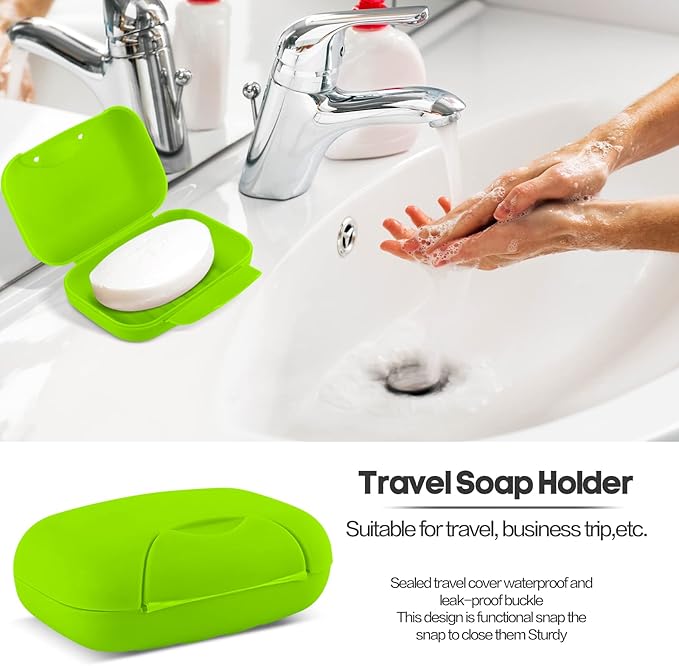 2 Pcs Plastic Soap Case Holder Container Box Home Outdoor Hiking Camping Travel Light Green