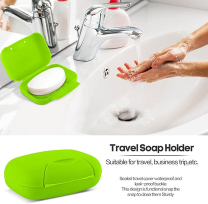2 Pcs Plastic Soap Case Holder Container Box Home Outdoor Hiking Camping Travel Light Green