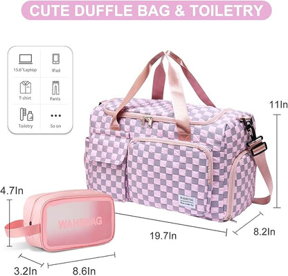 Small Gym Bag for Women, Travel Duffle Bag Carry On Weekender Bag with Shoe Compartment