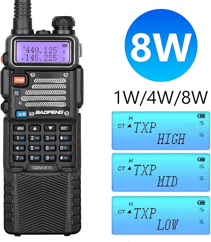 BAOFENG UV-5R Ham Radio 8W Dual Band 144-148＆420-450Mhz，3800mAh Rechargeable Handheld Two Way Radio with MIC (2Pack)