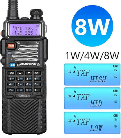 BAOFENG UV-5R Ham Radio 8W Dual Band 144-148＆420-450Mhz，3800mAh Rechargeable Handheld Two Way Radio with MIC (2Pack)