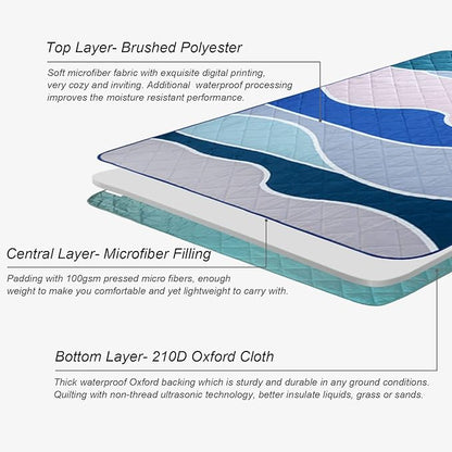 Exclusivo Mezcla Waterproof Picnic Blankets 3-Layer 60x80 Inches Large Sandproof Beach Blanket Foldable Outdoor Blanket for Camping on Grass Picnic Mat