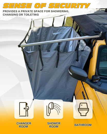 Vehicle Awning Shower Room with Roof Waterproof Carside Camping Shower Tent Overland for SUV Truck