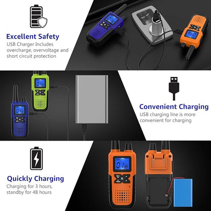 3 Long Range Walkie Talkies Rechargeable for Adults - NOAA 2 Way Radios Walkie Talkies 3 Pack - Long Distance Walkie-Talkies with Earpiece and Mic Set Headset USB Charger Battery Weather Alert