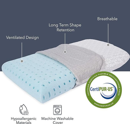 Vaverto Gray Travel and Camping Pillow - Compressible Medium Firm Memory Foam, Viscose Made from Bamboo Cover, Machine Washable, Ideal for Backpacking, Airplane, Car Travel
