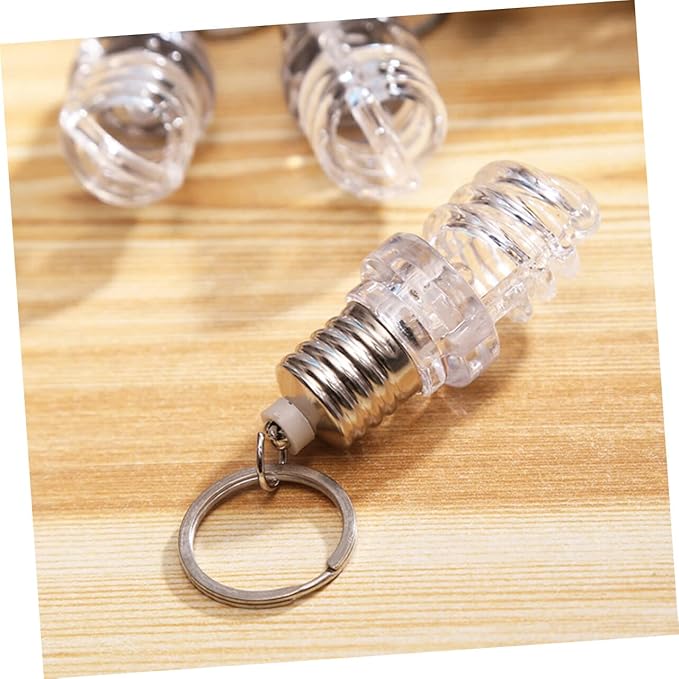 STOBOK 10pcs Spiral Light Bulbs Flashlight Keychain Mini Flashlight Keychain Light Lamp Keychain for Kids Adults Hiking Camping Party Favors Goody Bag Fillers Prizes