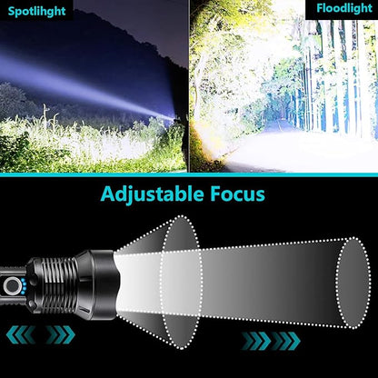 Led Flashlights High Lumens Rechargeable — 990,000 LM Led Flashlight Rechargeable, Super Bright Flashlight Rechargeable Flashlights, Powerful Flashlights for Emergencies Camping Hiking Gift