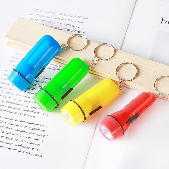 Winbar Mini Flashlight Keychain, 24PCS Bulk Assorted Colors Toy Flashlight for Hiking Camping Party for Kids Night Reading Party Camping Emergency and Hunting