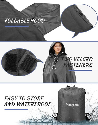 DUKUSEEK Hooded Stadium Blanket, Waterproof Windproof Outdoor Fleece Blanket - Large (79"x 59"), Portable, Wearable, Warm for Outdoor Camping, Picnic, Stadium, Sports, Beach, Concerts, Car, Dogs…