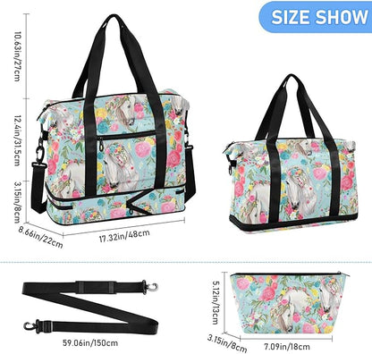 Women's Weekender Duffle Bag for Travel and Gym with Toiletry and Shoes Compartment