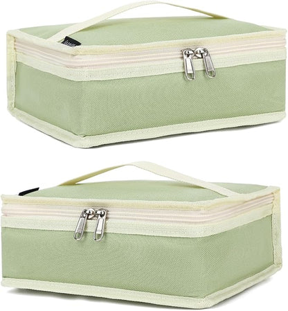 FlowFly Small Insulated Lunch box Portable Soft Bag Mini Cooler Thermal Meal Tote Kit with Handle for Work & School, Light Matcha