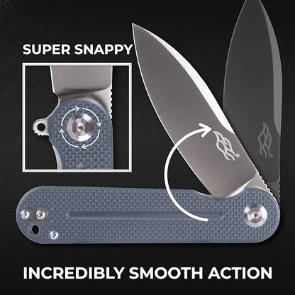 Firebird GANZO FH922-GY-US Pocket Folding Knife D2 Steel Blade G10 Anti-Slip Handle with Clip Camping Hunting Fishing Outdoor EDC Pocket Knife Best Gift for Men Women (Grey)
