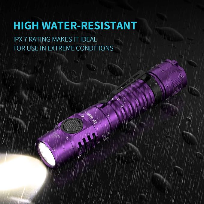Wurkkos FC11 Powerful Little Flashlights 90CRI Maximum Output 1300LM EDC Torch,IP67 Waterproof Flashlight,Magnetic Tailcap,Great for Walking Home Use(Purple-4000K)