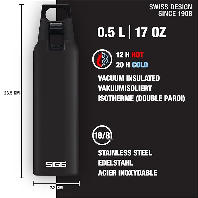 SIGG - Thermo Flask Hot & Cold ONE - Insulated Water Bottle - Tea Filter - Leakproof - BPA-Free - Stainless Steel - 17Oz