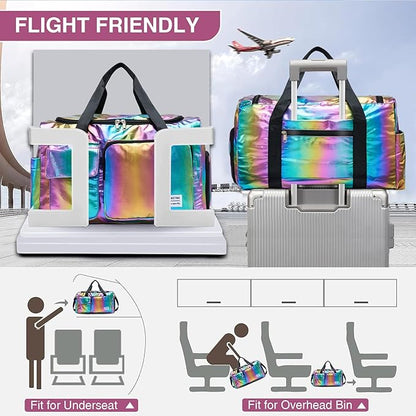Small Gym Bag for Women, Travel Duffle Bag Carry On Weekender Bag with Shoe Compartment