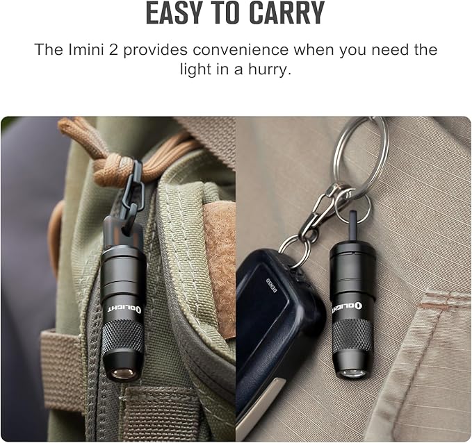 OLIGHT IMINI 2 EDC Rechargeable Keychain Flashlight, 50 Lumens Compact and Portable Mini Light, Tiny LED Keyring Lights with Built-in Battery Ideal for Everyday Carry and Emergencies (Black)