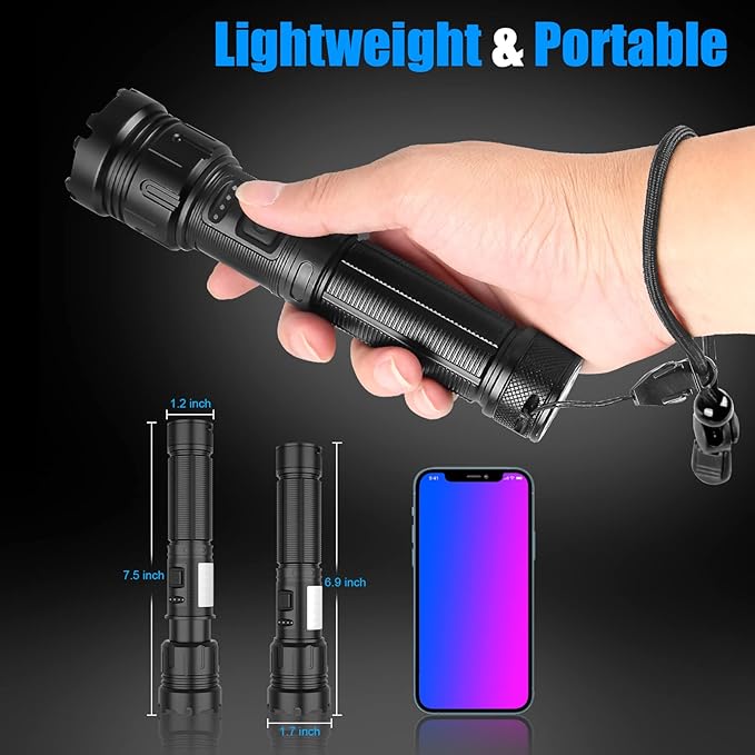 iToncs LED Flashlight Rechargeable, 3500 Lumens Super Bright Magnetic Flashlight with COB Work Light, IPX67 Waterproof, 3+4 Modes, XHP50 Tactical Flashlights for Outdoor Camping Emergency