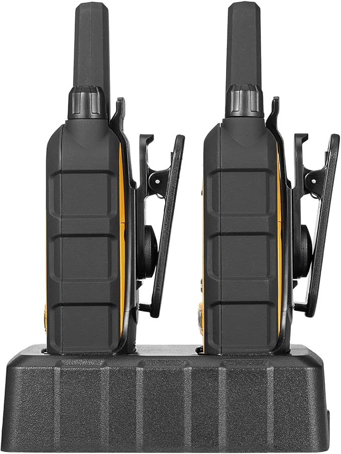 DEWALT DXFRS300 1 Watt Heavy Duty Walkie Talkies with Headsets - Waterproof, Shock Resistant, Long Range & Rechargeable Two-Way Radio with VOX (4 Pack) (2DXFRS300-SV1)